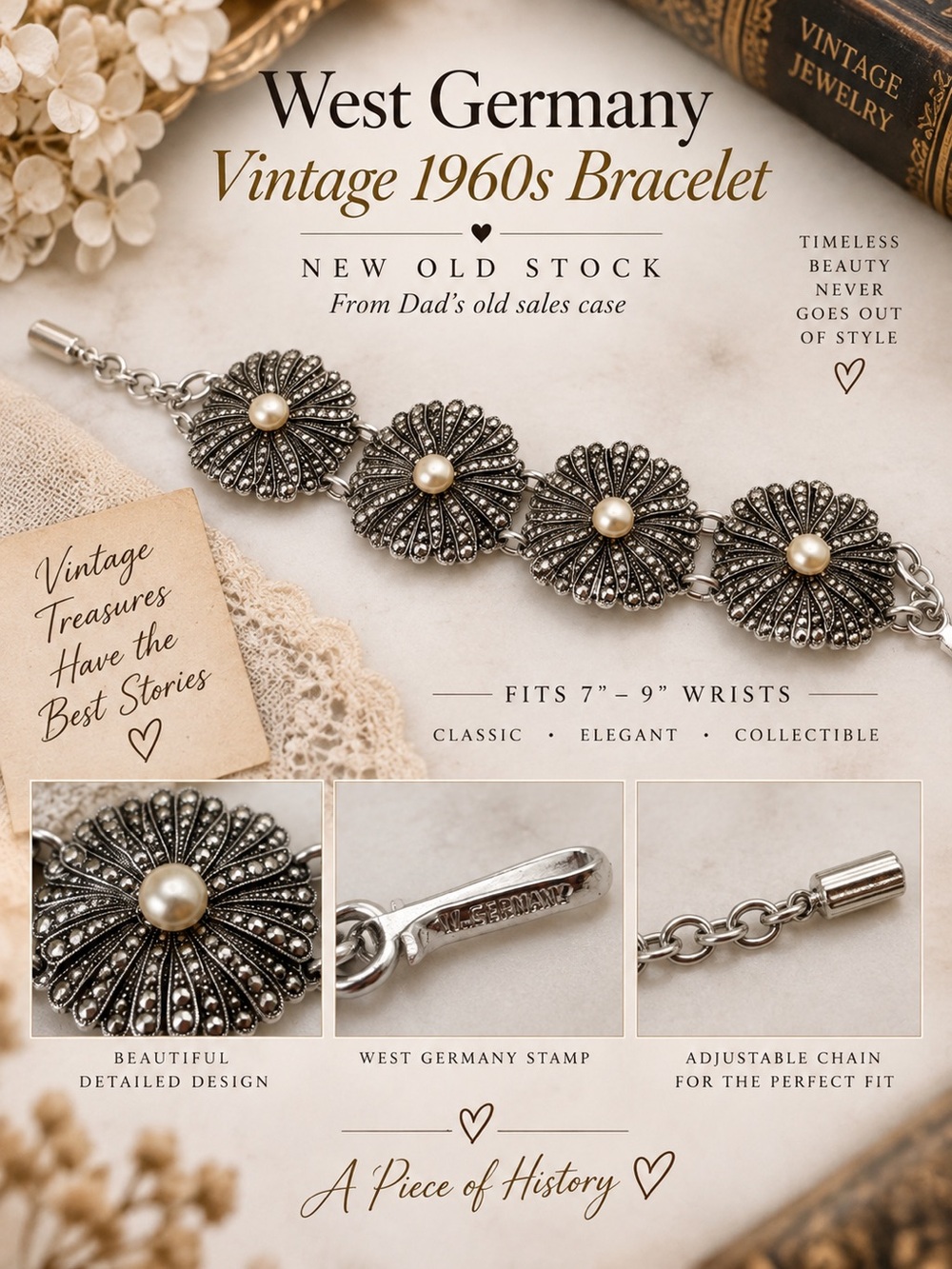 Classic Vintage 1960’s West Germany Bracelet-New Old Stock